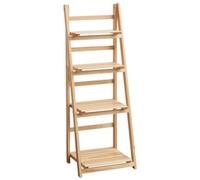 Support échelle en bois pour plantes - 4 niveaux - Pliable - Pour pot de fleurs - Support de rangement pour intérieur/extérieur - Pas de montage nécessaire - Finition naturelle
