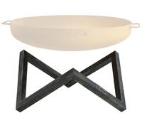 Support en acier carbone pour foyers de 60 cm de diamètre, de forme en V, avec un aspect vieilli et effet rouille, de la marque BBQ-Toro
