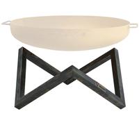 Support en acier carbone pour foyers de 70 cm de diamètre, de forme en V, avec un aspect vieilli et effet rouille, de la marque BBQ-Toro