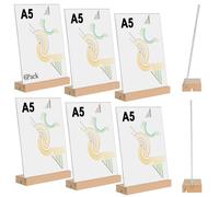 Support en acrylique pour tablettes format A5, avec base en bois, lot de 6, dimensions : 14,8 x 21 cm