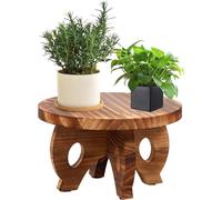 Support en bois pour plantes, pot à fleurs rond, idéal pour l'intérieur et l'extérieur (marron)