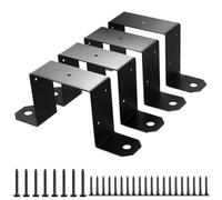 Support en U acier au carbone 4x4 | Ensemble de supports de poteaux de support de clôture en métal, finition noire(4pcs)