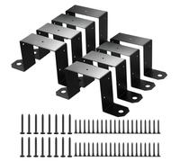 Support en U acier au carbone 4x4 | Ensemble de supports de poteaux de support de clôture en métal, finition noire(8pcs)