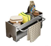 Support Éponge avec Gouttière Inclinée - Rangement Lavabo Perforation pour Accessoires de Nettoyage - Taille 25cm(gray)