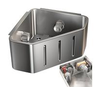Support éponge pour évier de cuisine, étagère d'angle triangulaire avec bouchon pour brosse à savon multifonction, organisateur de comptoir durable | Support éponge pour évier