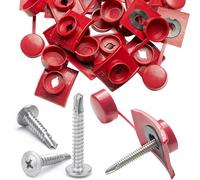 Support Fixation Tôle Ondulée100 PCS Kit de Fixation(Rouge) | Entretoises et Vis Tole Ondulée Pour Toiture Fixation Pour Tous Les Types de Plaques Ondulées
