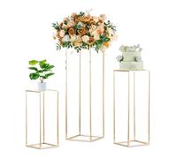Support Fleurs Centres Table Mariage - 3 Pcs Or Vases à Colonne Métallique avec Panneau Acrylique Inweder Grand Vase Centres de Table Porte Fleurs Géométriques Décorations Maison 100+80+60cm