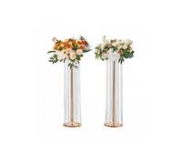 Support floral de mariage lot de 2 hauteur 90 cm centre de table cristal métal doré pour réception et décoration de fête