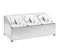 Support gastronorm en acier inoxydable avec 3 récipients GN 1/6 et couvercles assortis, porte-ustensiles de cuisine et organisateur pour plan de travail, évier, salle à manger, rangement et ordre