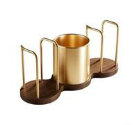 Support Gobelets Comptoir pour aluminium pour bois 32x11cm Support(Gold) | pour aluminium spatial, base pour bois, accès ouvert, 32x11x13cm, argent or