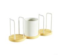 Support Gobelets Comptoir pour aluminium pour bois 32x11cm Support(White) | pour aluminium spatial, base pour bois, accès ouvert, 32x11x13cm, argent or