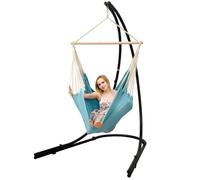 Support Hamac avec Chaise Suspendue XXL Fauteuil de Balancoire 360° Bleu - AMANKA - Métal - 185x130x155 cm