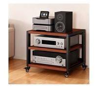 Support HiFi à 2/3/4/5 niveaux - Support multimédia AV - Rack de composants audio/vidéo - Armoire de rangement stéréo stable pour lecteur DVD/tourne-disque/box TV (noir + marron, L 55 x l 50 x H 49 cm