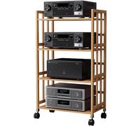 Support HiFi Ma réglable - Rack AV à 5 niveaux pour TV, lecteur DVD et décodeurs de câbles - Meuble Ste et vinyle Sto noir (55 x 38 x 123 cm) - Premium o Fur