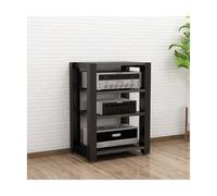 Support HiFi moderne à 4 niveaux - Support de rangement AV réglable pour lecteurs CD et disques - Meuble élégant pour studio et salon (noir)