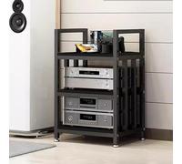 Support HiFi Moderne À Plusieurs Niveaux, Meuble Rack AV For Vinyles, Platine, Ampli Et Récepteur, Étagère Audio Vidéo Avec Pieds Réglables For Salon, Studio Et Salle De Jeux(Black,27.6 in/70cm)