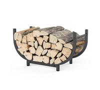 Support incurvé robuste pour bois de chauffage, capacité de 136,1 kg, porte-bûches d'intérieur et d'extérieur pour cheminée, construction en métal antirouille