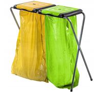 KADAX Porte-Sacs Poubelle pour Intérieur et Extérieur, Support Pratique et Efficace pour Les Sacs de Recyclage (Double: Jaune et Vert)