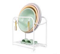 Support Lavabo Métal avec Crochets Rangement Brosses(White)