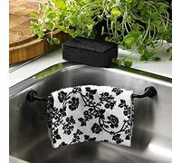Support magnétique pour chiffon/torchon pour évier/lavabo de cuisine - FLEXIBLE - Porte-torchon Porte-serviette aimanté pour évier ou frigo/réfrigérateur - MULTICOLORE - Longueur 23cm, couleur:noir