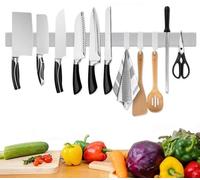 Support magnétique pour couteaux, 60 cm - Bande adhésive pour couteaux - Support pour outils - Crochets magnétiques - Acier inoxydable - Organisateur multifonctionnel