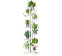 Support métallique pour plantes - Étagère à 8 niveaux - Étagère d'angle pour plusieurs pots de fleurs - Présentoir à pots de fleurs - Pour intérieur et extérieur - Blanc