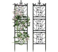 Support métallique pour plantes grimpantes - Clôture en acier inoxydable - Supports pour plantes - Lot de 2 - Hauteur : 195 cm - Couleur : noir
