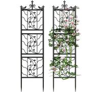 Support métallique pour plantes grimpantes - Clôture en acier inoxydable - Supports pour plantes - Lot de 2 - Hauteur : 195 cm - Couleur : noir