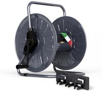 Support métallique pour tuyau d'arrosage - Fixation murale - Pour l'arrosage du jardin - Revêtement époxy robuste - Jusqu'à 50 mètres - Anthracite