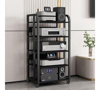 Support multimédia AV à 5 niveaux avec roulettes, étagères audio/vidéo réglables, étagère de console récepteur stéréo moderne, support de composants audio pour maison/bureau/home cinéma
