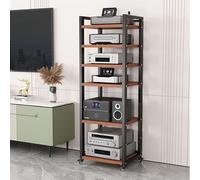 Support multimédia AV avec roulettes, 5/6/7/8 étagères, rack stéréo, armoire audio, support de platine audio, meuble AV moderne, rack audio, support de composants stéréo pour appareils électroniques