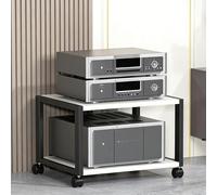 Support multimédia en bois avec roulettes, étagère de rangement ouverte à 4 niveaux pour audio, vidéo, lecteur CD DVD, console de jeu, organiseur de divertissement à domicile