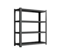 Support multimédia noir - Support audio en métal AV - Tour audio avec étagère réglable en hauteur - Armoire multimédia ouverte pour appareils électroniques grand public - Montage sans vis (4 niveaux)