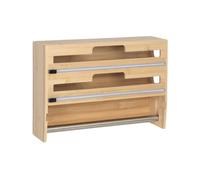 Relaxdays Porte-rouleaux mural pour cuisine - 3-en-1 bambou, support essuie-tout, alu et coupe-film