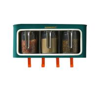 Support mural | Boîte à sel avec crochets pour cuisine | Conteneur d'assaisonnement en verre transparent pour condiments et condiments, comptoir de cuisine pour poivron