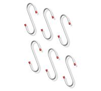 Support mural - Crochets polyvalents en acier galvanisé et caoutchouc | Lot de 6 crochets pour outils, longueur : 180 mm | Grand crochet en S pour garage, capacité de charge jusqu'à 20 kg | Crochets p