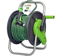 Support mural d'extérieur pour chariot à eau portable, enrouleur portable pour le nettoyage de la maison, le bain des animaux de compagnie, comprend un tuyau de 15 m, design pratique et durable