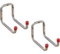 Support mural en acier galvanisé | DUO | Lot de 2 supports à visser | Crochets muraux doubles : 173 mm | Crochets métalliques polyvalents | Crochets de garage | Supports muraux pour outils