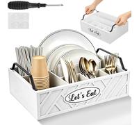 Support mural en bois pour ustensiles de cuisine, avec 6 compartiments et une poignée, antidérapant et durable, facile à nettoyer, idéal pour les cuillères, les spatules et les petits ustensiles de cu