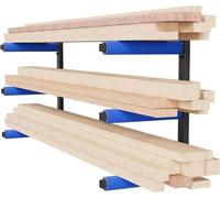 Support mural Étagère d'atelier Étagère en bois Fixation murale Garage 3 niveaux Bleu 10339