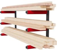 Support mural Étagère d'atelier Étagère en bois Fixation murale Garage 3 niveaux Rouge 10338