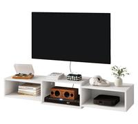 Support mural flottant pour télévision, en bois, dimensions 117x26x17,5 cm, couleur blanche