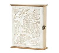 Support mural moderne avec motif en relief dissimulé | Rangement d'entrée multifonction avec compartiment d'intimité, finition bois naturel, design à crochets multiples