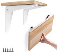 Support Mural Pliant 2 pièces, Repliable Rabattable en Métal Support Garage Console Pliante DIY Rayonnage, Blanc 8""/200 mm