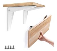 Support Mural Pliant 2 pièces, Repliable Rabattable en Métal Support Garage Console Pliante DIY Rayonnage, Blanc 8""/200 mm