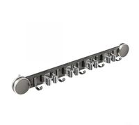 Support mural pour balai et balai avec ventouse, aluminium et ABS, pour | Porte-balai et serpillère à montage mural sans perçage, réglable avec clips, aluminium + ABS, pour salle de bain