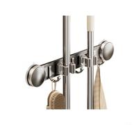 Support mural pour balai et balai avec ventouse, aluminium et ABS, pour | Porte-balai et serpillère à montage mural sans perçage, réglable avec clips, aluminium + ABS, pour salle de bain