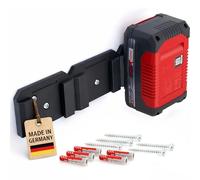 Support mural pour batteries Einhell Power X-Change 18 V - Support robuste et peu encombrant, rangement pour 3 batteries, 5 vis et 5 chevilles, montage facile avec fonction d'encliquetage [Fabriqué en