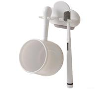 Support mural pour brosse à dents - Sans perforation - Avec trous de drainage - Peut contenir des brosses électriques pour brosse et tube de dentifrice - Base antidérapante - Blanc - 16 x 8 x 8 cm