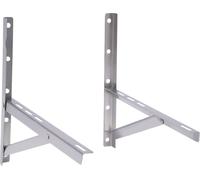 Support mural pour climatiseur - Console AC, lot de 2 - Acier inoxydable SS201 - Modèle renforcé - Montage par boulons - Pour unité extérieure split - Jusqu'à 1,5 HP - Argent